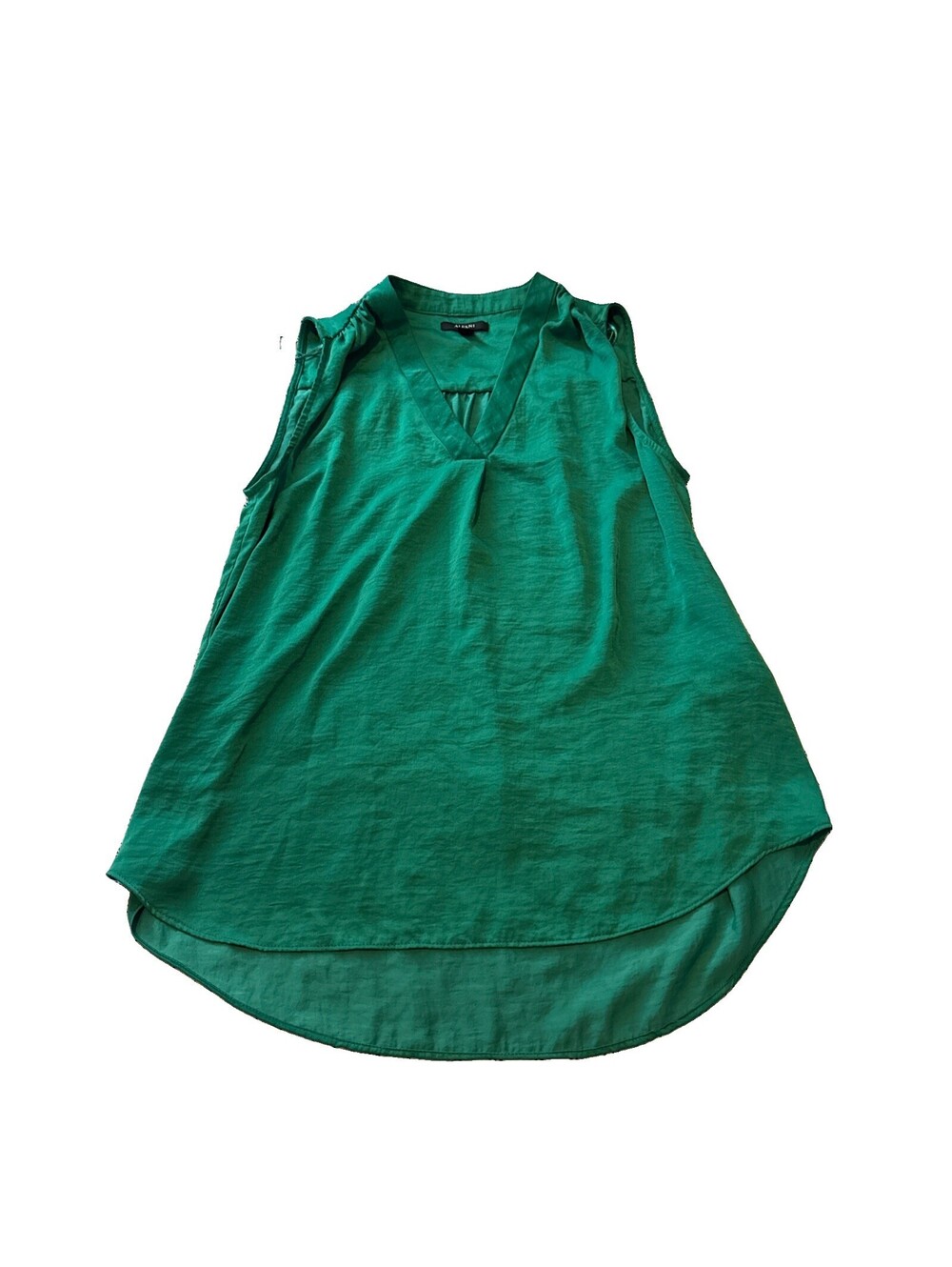 Alfani Womens Green Sleeveless V Neck Blouse Top Career Sophisticated Size Small
